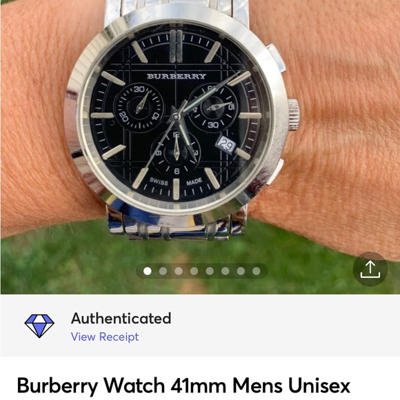 Burberry Watch 41mm Mens Unisex Black Dial Silver Band Swiss Made style BU1366 - Picture 9 of 9